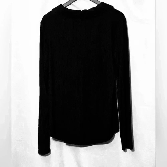 🛑 NWT Steve Madden Black Ruched Stretchy Collared V-Neck Button-up Shirt XXL - Picture 3 of 11